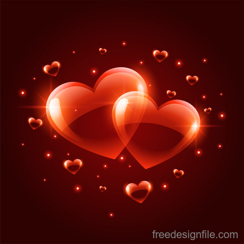Red transparent heart with wine red background vector