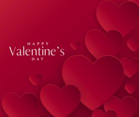 Red valentines day card with red paper heart vector