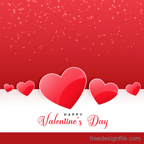 Red with white valentines day card vectors