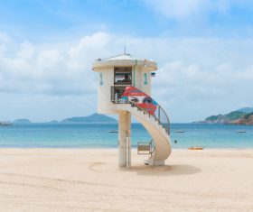 Rescue watchtower on the beach Stock Photo 01