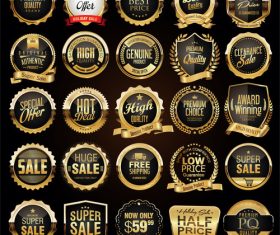 Retro vintage black and gold badges and labels vector 02