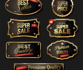Retro vintage black and gold badges and labels vector 03