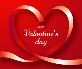Ribbon heart with valentines day background vector