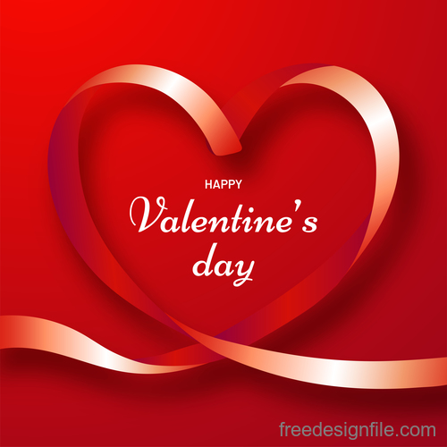 Free Vector  Happy valentine's day with ribbon background