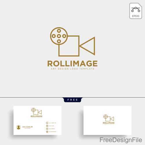 Roll image logo and business card template vector