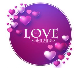 Round purple valentines day card vector