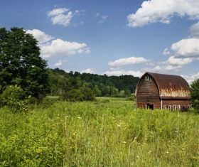 Rusty Barn in Field Stock Photo