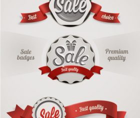 Sale badge with red ribbons vectors