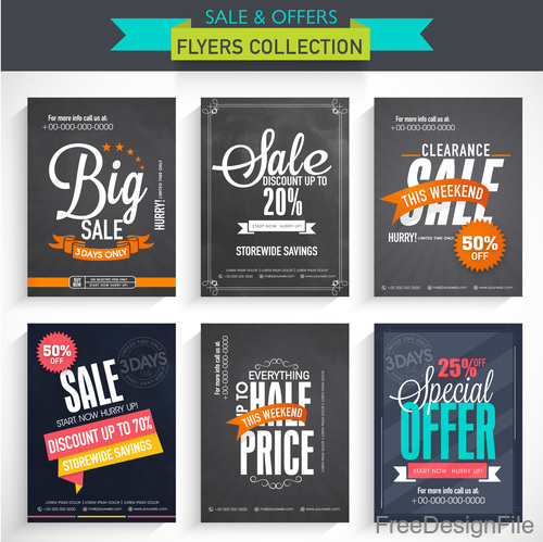 Sale with offers flyer blackboard template vector