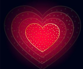 Shiny heart with black background vector