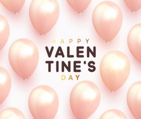 Shiny pink balloons with valentines day background vector 01