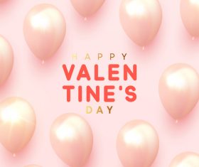 Shiny pink balloons with valentines day background vector 02