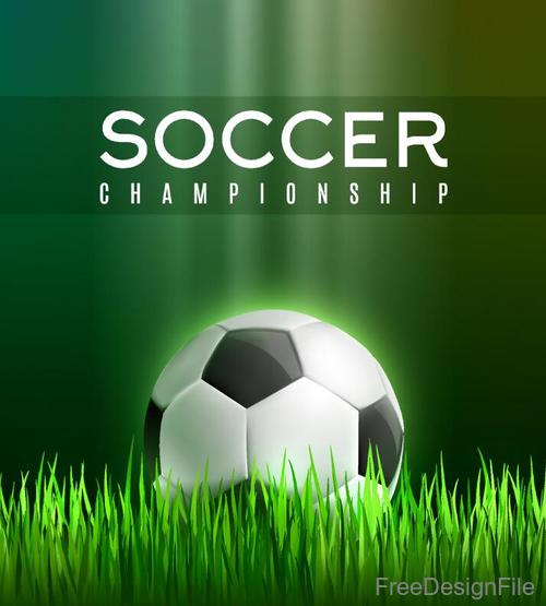 Soccer with grass vector background