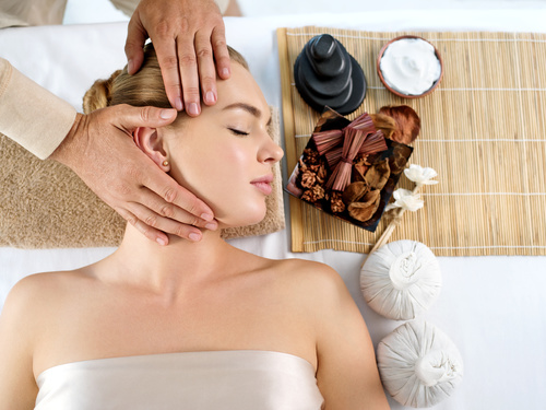 Stock Photo Woman having massage in the spa salon 04