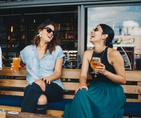 Stock Photo Women drinking beer chat 01