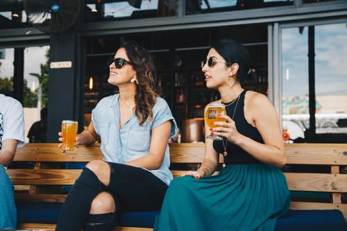 Stock Photo Women drinking beer chat 02