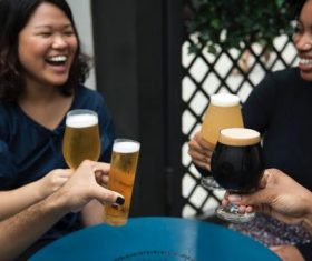 Stock Photo Women drinking beer chat 03