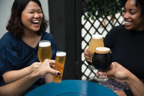 Stock Photo Women drinking beer chat 03