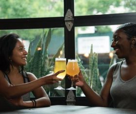 Stock Photo Women drinking beer chat 04