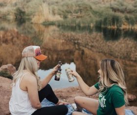 Stock Photo Women drinking beer chat 06