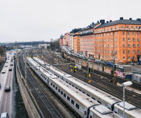 Street view of Stockholm Sweden Stock Photo 01