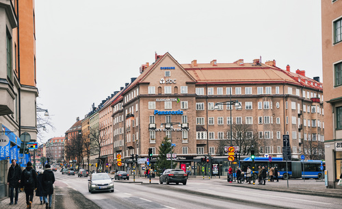 Street view of Stockholm Sweden Stock Photo 02