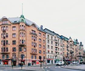 Street view of Stockholm Sweden Stock Photo 03