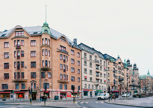 Street view of Stockholm Sweden Stock Photo 03