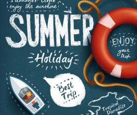 Summer hand drawn with blackboard background vector