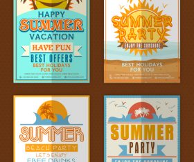 Summer vacation party flyer with poster template vector