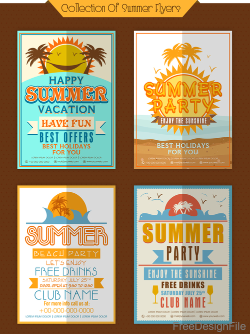 Summer vacation party flyer with poster template vector