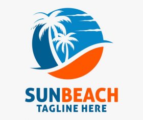 Sun beach logo design vectors 01