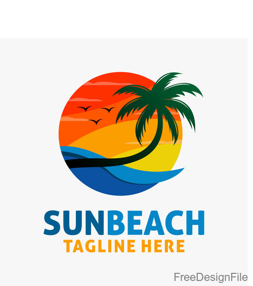Sun beach logo design vectors 02