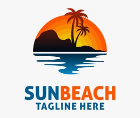 Sun beach logo design vectors 03