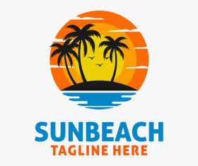 Sun beach logo design vectors 04