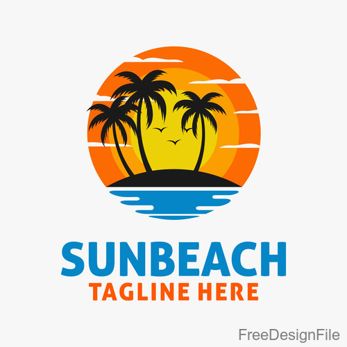 Sun beach logo design vectors 04