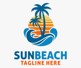 Sun beach logo design vectors 05