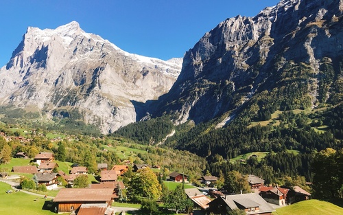 Switzerlands beautiful town Grindelwald Stock Photo 01