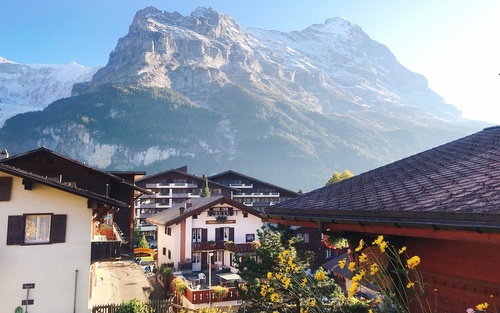 Switzerlands beautiful town Grindelwald Stock Photo 02