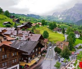 Switzerlands beautiful town Grindelwald Stock Photo 04
