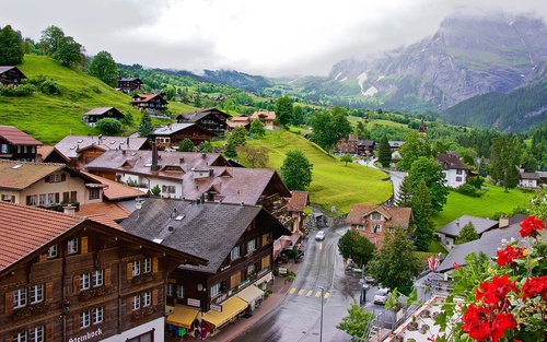 Switzerlands beautiful town Grindelwald Stock Photo 04