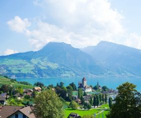 Switzerlands beautiful town Grindelwald Stock Photo 05