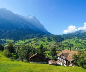 Switzerlands beautiful town Grindelwald Stock Photo 06