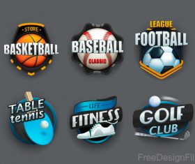 Table tennis with basketball and football labels design vector