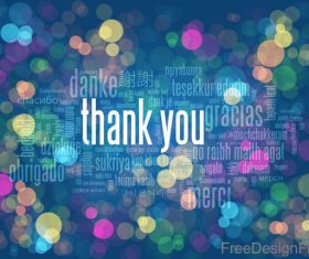 Thanks you with Tag Cloud Blue Bokeh Lights vector background