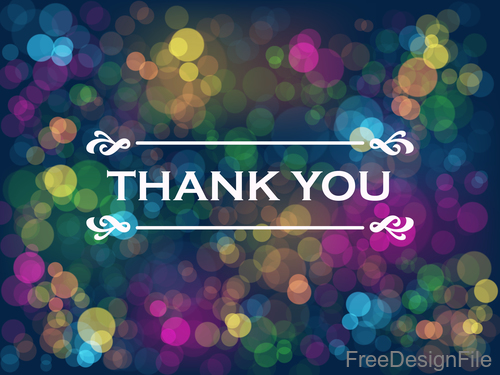 Thanks you with blue bokeh background vector 01