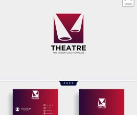Theatre logo and business card template vector 01