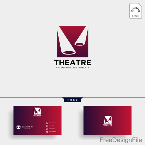 Theatre logo and business card template vector 01