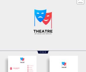 Theatre logo and business card template vector 02