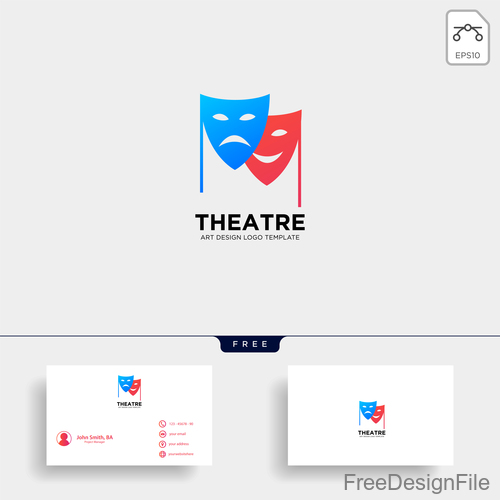 Theatre logo and business card template vector 02